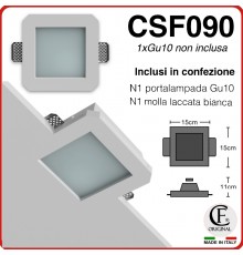 faretto in gesso ceramico svasato con vetro satinato verniciabile c